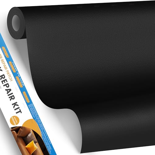 YAFLC kunstleder selbstklebend Schwarz, 40 x 80cm leder patch selbstklebend, kunstleder reparaturset für couch Sofa Autositz Möbel Leder Reparatur Jacken und Renovierung von YAFLC