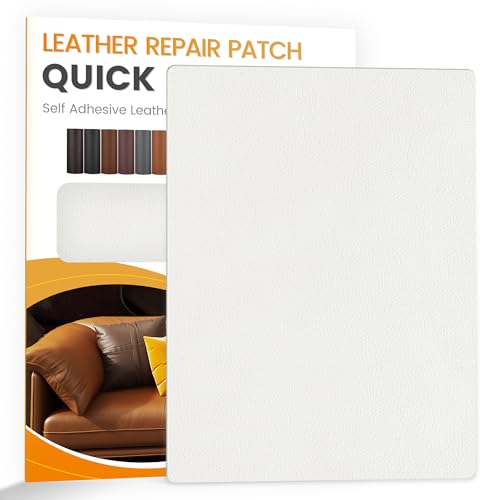 YAFLC kunstleder selbstklebend Weiß, 21 x 28cm leder patch selbstklebend, kunstleder reparaturset für couch Autositz Sofa Möbel Leder Reparatur Jacken und Renovierung von YAFLC