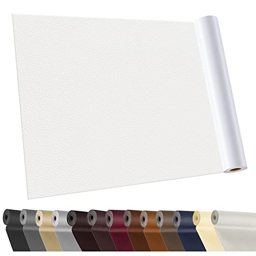 YAFLC kunstleder selbstklebend Weiß, 40 x 160cm leder patch selbstklebend, kunstleder reparaturset für couch Autositz Sofa Möbel Leder Reparatur Jacken und Renovierung von YAFLC