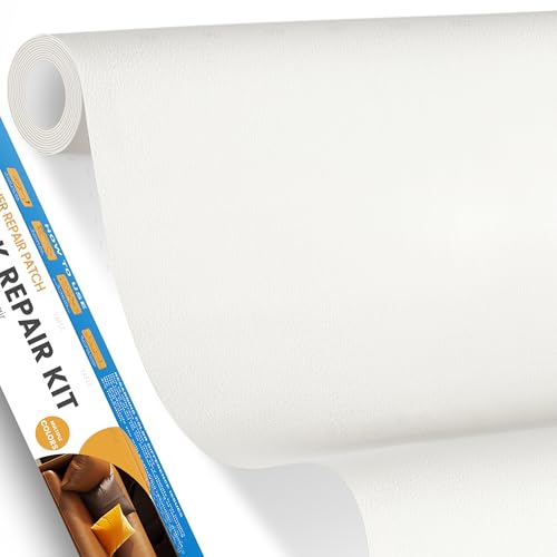 YAFLC kunstleder selbstklebend Weiß, 40 x 80cm leder patch selbstklebend, kunstleder reparaturset für couch Sofa Autositz Möbel Leder Reparatur Jacken und Renovierung von YAFLC