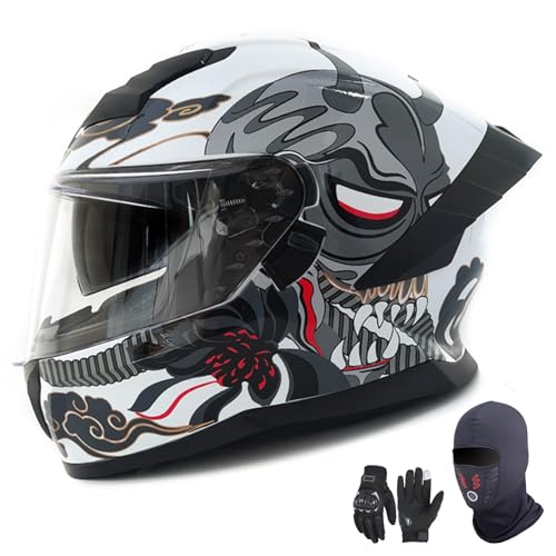 Integralhelm Motorrad für Erwachsene Damen und Herren, Jethelm mit getönten Visieren, Roller, Motocross, zugelassen nach ECE 22.06 B,XXL63-64CM von YAGAMAXUNZ