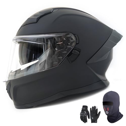 Integralhelm Motorrad für Erwachsene Damen und Herren, Jethelm mit getönten Visieren, Roller, Motocross, zugelassen nach ECE 22.06 E,L59-60CM von YAGAMAXUNZ