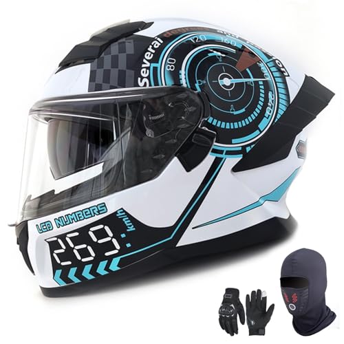 Integralhelm Motorrad für Erwachsene Damen und Herren, Jethelm mit getönten Visieren, Roller, Motocross, zugelassen nach ECE 22.06 F,M57-58CM von YAGAMAXUNZ