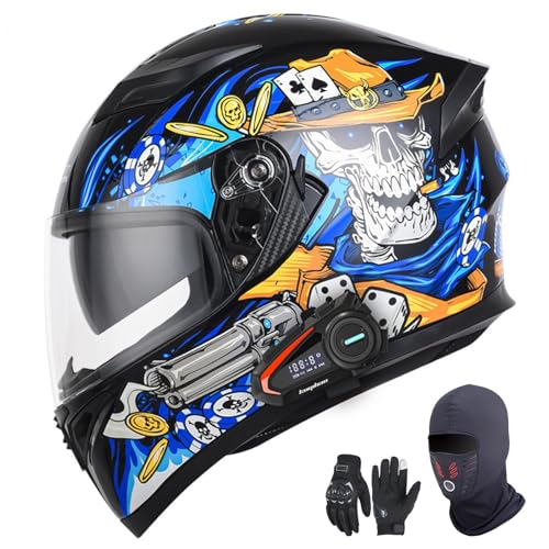 Integralhelme für Motorräder mit Bluetooth, ECE 22.06-zugelassen, modular, offen und mit Doppelvisier, für Erwachsene, Männer und Frauen. C,XL61-62CM von YAGAMAXUNZ