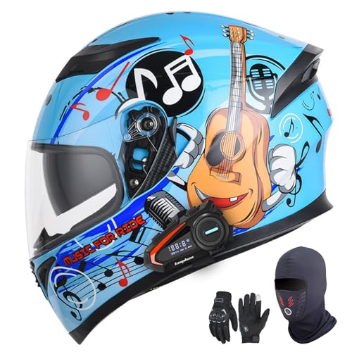 Integralhelme für Motorräder mit Bluetooth, ECE 22.06-zugelassen, modular, offen und mit Doppelvisier, für Erwachsene, Männer und Frauen. E,XL61-62CM von YAGAMAXUNZ