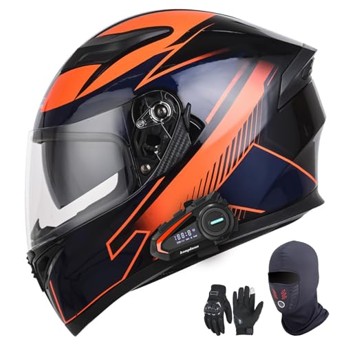 Integralhelme für Motorräder mit Bluetooth, ECE 22.06-zugelassen, modular, offen und mit Doppelvisier, für Erwachsene, Männer und Frauen. G,XL61-62CM von YAGAMAXUNZ