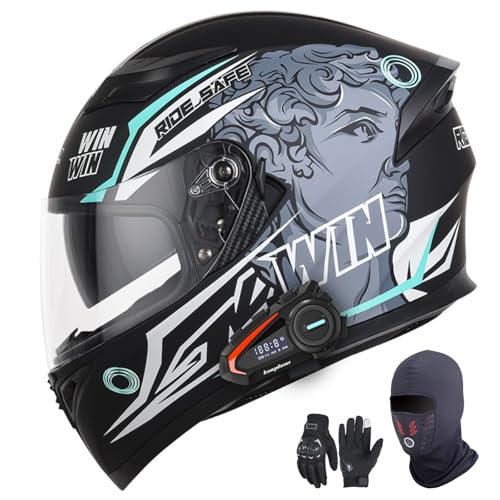 Integralhelme für Motorräder mit Bluetooth, ECE 22.06-zugelassen, modular, offen und mit Doppelvisier, für Erwachsene, Männer und Frauen. H,L59-60CM Integralhelme für Motorräder mit Bluetooth, ECE 22.06-zugelassen, modular, offen und mit Doppelvisier, für Erwachsene, Männer und Frauen. H,L59-60CM von YAGAMAXUNZ