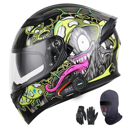 Integralhelme für Motorräder mit Bluetooth, ECE 22.06-zugelassen, modular, offen und mit Doppelvisier, für Erwachsene, Männer und Frauen. I,M57-58CM von YAGAMAXUNZ