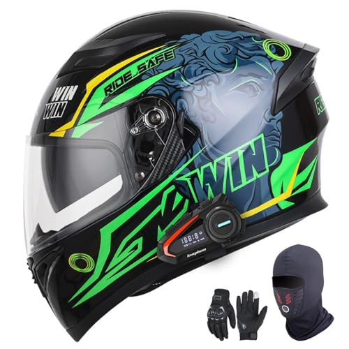 Integralhelme für Motorräder mit Bluetooth, ECE 22.06-zugelassen, modular, offen und mit Doppelvisier, für Erwachsene, Männer und Frauen. J,XL61-62CM von YAGAMAXUNZ