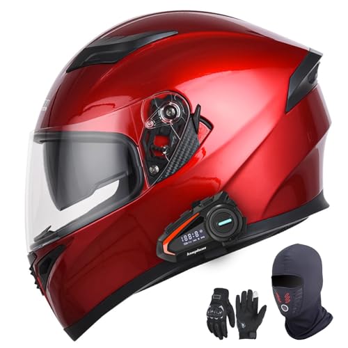 Integralhelme für Motorräder mit Bluetooth, ECE 22.06-zugelassen, modular, offen und mit Doppelvisier, für Erwachsene, Männer und Frauen. K,M57-58CM von YAGAMAXUNZ