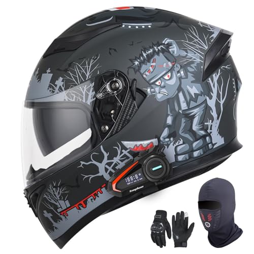 Integralhelme für Motorräder mit Bluetooth, ECE 22.06-zugelassen, modular, offen und mit Doppelvisier, für Erwachsene, Männer und Frauen. N,XL61-62CM von YAGAMAXUNZ