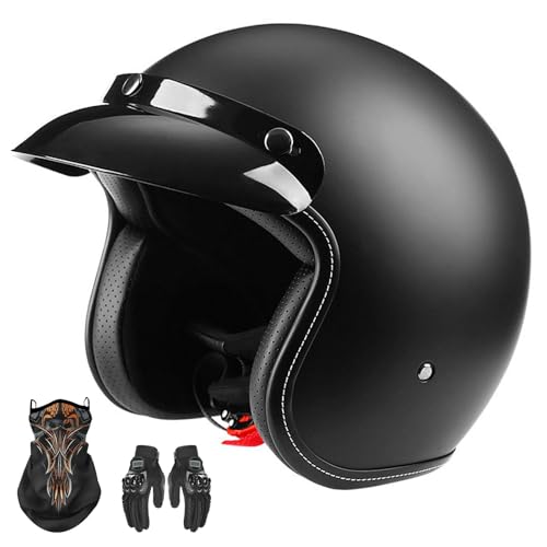 Jethelm mit Sonnenblende, Mopedhelm Motorrad-Jethelm, 3/4-Halbhelm Für Damen und Herren, für Scooter und Cruiser, ECE-Zulassung A,L58-59CM von YAGAMAXUNZ