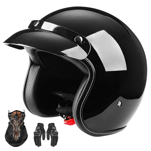 Jethelm mit Sonnenblende, Mopedhelm Motorrad-Jethelm, 3/4-Halbhelm Für Damen und Herren, für Scooter und Cruiser, ECE-Zulassung B,XL60-61CM von YAGAMAXUNZ