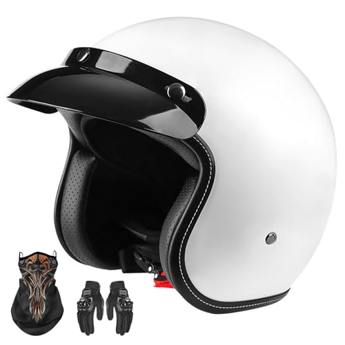Jethelm mit Sonnenblende, Mopedhelm Motorrad-Jethelm, 3/4-Halbhelm Für Damen und Herren, für Scooter und Cruiser, ECE-Zulassung C,XL60-61CM von YAGAMAXUNZ