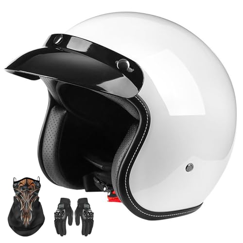 Jethelm mit Sonnenblende, Mopedhelm Motorrad-Jethelm, 3/4-Halbhelm Für Damen und Herren, für Scooter und Cruiser, ECE-Zulassung D,XXL61-62CM von YAGAMAXUNZ