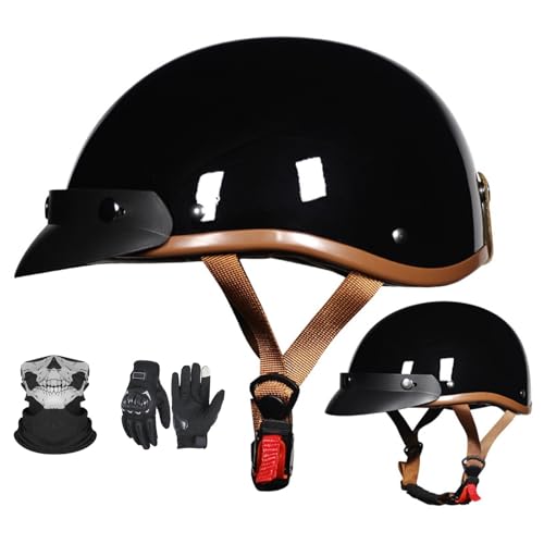 Retro-Jethelm mit Sonnenblende für Erwachsene Männer und Frauen, Vintage-Motorrad-Jethelm im deutschen Stil, ECE 22.06-geprüft, G,XXL61-62CM von YAGAMAXUNZ