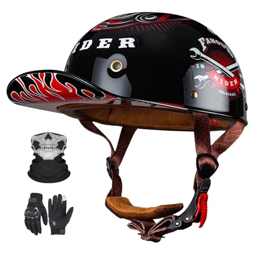 Vintage-Jethelm für Motorradfahrer im deutschen Stil, ECE 22.06-zugelassen, Retro-Jethelm mit Sonnenblende für erwachsene Männer und Frauen I,XL61-62CM von YAGAMAXUNZ