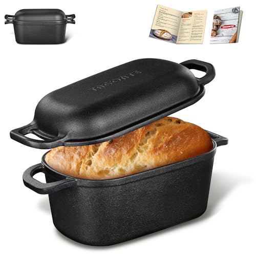 YAGONTE 2 in 1 Dutch Oven für Sauerteigbrot Backen, 4.6 QT Oval Gusseisen Dutch Oven für Brot Backen, Sauerteig-Kastenform mit Deckel für selbstgemachtes Brot, Focaccia YAGONTE 2 in 1 Dutch Oven für Sauerteigbrot Backen, 4.6 QT Oval Gusseisen Dutch Oven für Brot Backen, Sauerteig-Kastenform mit Deckel für selbstgemachtes Brot, Focaccia von YAGONTE