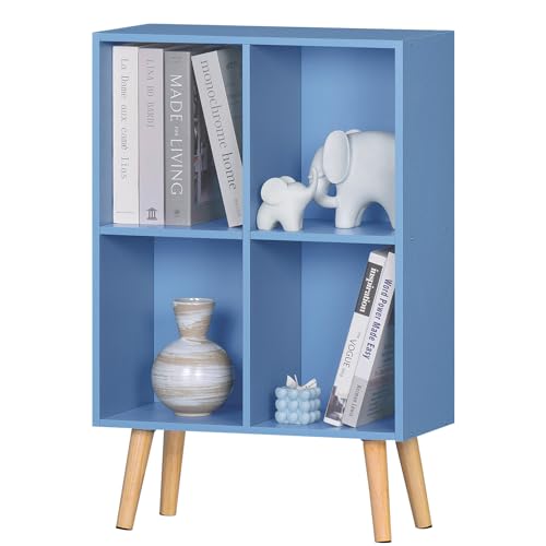 YAHARBO 4-stöckiges Bücherregal mit Würfeln, Blau, modernes Kinder-Bücherregal mit Aufbewahrungsfach, freistehend, für Büro, Kinderzimmer, Spielzimmer YAHARBO 4-stöckiges Bücherregal mit Würfeln, Blau, modernes Kinder-Bücherregal mit Aufbewahrungsfach, freistehend, für Büro, Kinderzimmer, Spielzimmer von YAHARBO