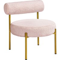 Yaheetech - 1x Loungesessel Ruhesessel aus Boucle-Geweb Esszimmerstuhl mit Rückenlehne Stilvoller Wohnzimmersessel Relaxsessel Rosa von YAHEETECH