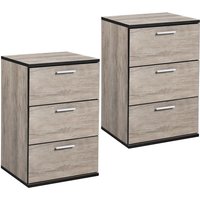 2 x Nachtschrank Kommode Boxspringbett Nachttisch Nachtkommode Schubladen mit Griff Grau - Yaheetech von YAHEETECH