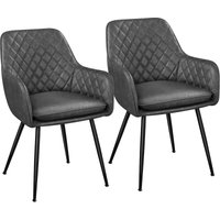 Yaheetech - 2er Esszimmerstühle mit Armlehne Sessel für Wohnzimmer/Esszimmer Polsterstuhl Küchenstuhl Bezug aus Kunstleder Sitzhöhe ca.51 cm, bis 120 von YAHEETECH