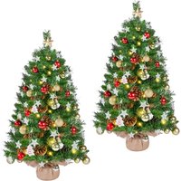 2er-Set 92 cm Mini Künstlicher Weihnachtsbaum mit 50 Warmweiß led Beleuchtung & 20 Tannenzapfen Kleiner Christbaum Tisch Tannenbaum für von YAHEETECH
