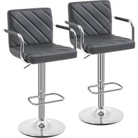 2er Set Barhocker, Barstuhl höhenverstellbar, Kunstleder Gepolstert Tresenhocker 360° Drehstuhl, Küchenstuhl mit Armlehnen, Rückenlehne und von YAHEETECH
