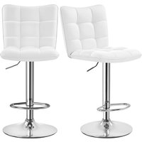 2er Set Barhocker Barstühle 360°Drehbar Küchenstühle mit Rückenlehne und Fußstütze, Barstuhl PU-Kunstleder Sitzhöhe 62,5 cm - 83 cm für die von YAHEETECH