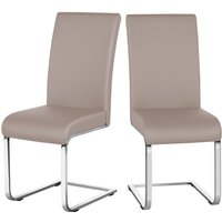 2er Set Freischwinger Esszimmerstuhl Polsterstuhl Kunstleder 135 kg belastbar Hellbraun - Yaheetech von YAHEETECH