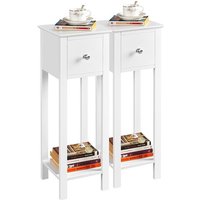 Yaheetech - 2er Set Nachttisch Nachtschrank Nachtkommode mit Schublade und Ablage Kommode für Wohnzimmer Schlafzimmer weiß von YAHEETECH