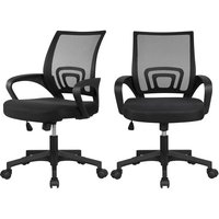 Yaheetech - 2x Bürostuhl ergonomischer Drehstuhl mit Netzrücken Bürodrehstuhl Office Chair Höhenverstellung und Wippfunktion Schwarz von YAHEETECH