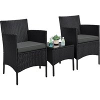 3er Set Polyrattan Gartenmöbel Set Sitzgruppe Balkonmöbel 2 Stühle inkl. Tisch für Garten Balkon und Terrasse, Schwarz - Yaheetech von YAHEETECH