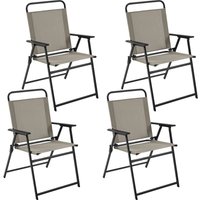 Yaheetech - 4er-Set Klappstuhl Gartenstuhl Klappsessel mit Hoher Rückenlehne & Armlehnen Terrassenstühle Essstühle bis 100 kg Belastbar, Braun von YAHEETECH