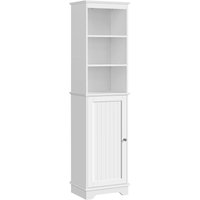 Badezimmerschrank Hochschrank Badregal mit 3 Ablagefächer und 1 Tür Badschrank Badkommode für Badezimmer Wohnzimmer Küche Flur, 40 x 30 x 153 cm von YAHEETECH