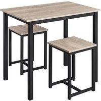 Bartisch-Set, Stehtisch mit 2 Barhockern, Bistrotisch Esstisch 90 x 60 x 75 cm, Küchentisch Holz Essgruppe für Küche, im Industrie-Design, von YAHEETECH