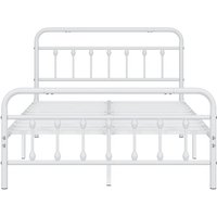 Yaheetech - Bettrahmen Vintage Stil 140 x 200 cm Metallbett Bettgestell aus Metall mit Lattenrost, Modern Gästebett Jugendbett, Weiß von YAHEETECH
