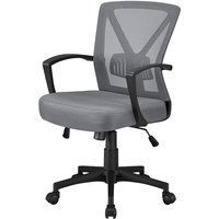 Bürostuhl Ergonomischer Drehstuhl Schreibtischstuhl Chefsessel mit Lordosenstütze und Armlehne Höhenverstellung und Wippfunktion Dunkelgrau von YAHEETECH