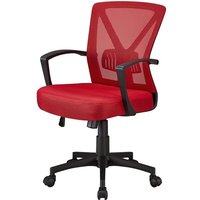 Bürostuhl Ergonomischer Drehstuhl Schreibtischstuhl Chefsessel mit Lordosenstütze und Armlehne Höhenverstellung und Wippfunktion Rot - Yaheetech von YAHEETECH