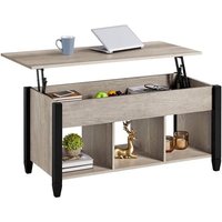 Couchtisch höhenverstellbar Kaffeetisch mit hebeplatte Hubtisch versteckter Stauraum Beistelltisch aus Holz Sofatisch für Wohnzimmer, Grau - Yaheetech von YAHEETECH