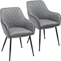 Esszimmerstühle Sessel 2er Set, Polsterstühle mit Armlehnen Metallbeine, Samtbezug, Grau, für Arbeitszimmer, Wohnzimmer, Schlafzimmer - Yaheetech von YAHEETECH