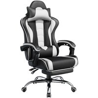 Yaheetech - Gaming Stuhl mit Massagefunktion Ergonomischer Gamer Stuhl mit Fußstütze, Bürostuhl 90-135° Rückenlehne verstellbar Gaming Sessel, pc von YAHEETECH