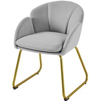 Yaheetech - Gepolsterter Sessel mit Blütenblatt-Rückenlehne, Lehnstuhl mit Metallbeinen Gold, Esszimmerstuhl Polstersessel für Schminktisch, von YAHEETECH