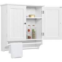 Hängeschrank Badschrank mit Zwei Türen & Handtuchhalter Wandschrank Küchenschrank Medizinschrank Weiß bht ca: 60x64x22,5cm - Yaheetech von YAHEETECH