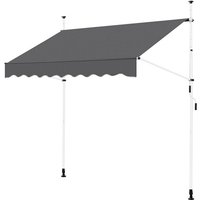 Klemmmarkise Balkonmarkise mit Handkurbel Sonnenschutz ohne Bohren Sonnenmarkise höhenverstellbar Markise mit Gestell, 250x120cm/Dunkelgrau von YAHEETECH