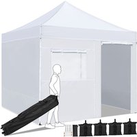 Pavillon Faltpavillon 3x3 Wasserdicht Stabil Winterfest, Outdoor Höhenverstellbar Gartenpavillon mit Seitenteilen,Sandsack und Tragtasche, Weiß von YAHEETECH