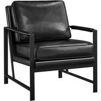 Retro Sessel Stuhl Lehnstuhl Relaxsessel mit Rückenlehne Einzelsessel mit Metallrahmen und Kunstleder, schwarz - Yaheetech von YAHEETECH