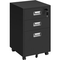 Rollcontainer Aktenschrank mit 3 Schubladen und Hängemappe Mobiler Büroschrank für Arbeitszimmer, Wohnzimmer, Büro, Schwarz - Yaheetech von YAHEETECH