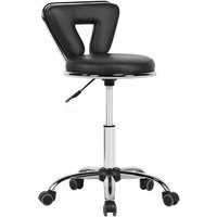 Rollhocker mit Rückenlehne Höhenverstellbar 46,5-61cm Drehhocker mit Rollen 360° Drehbar Bürohocker Arbeitshocker für Bar/Salon/Arztpraxis/Werkstatt von YAHEETECH