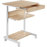 Schreibtisch Arbeitstisch Bürotisch in Rollen mit Bremsen Regal Computertisch mit Schubladen Ablage pc Tisch Laptoptisch in Z-Form - Yaheetech von YAHEETECH
